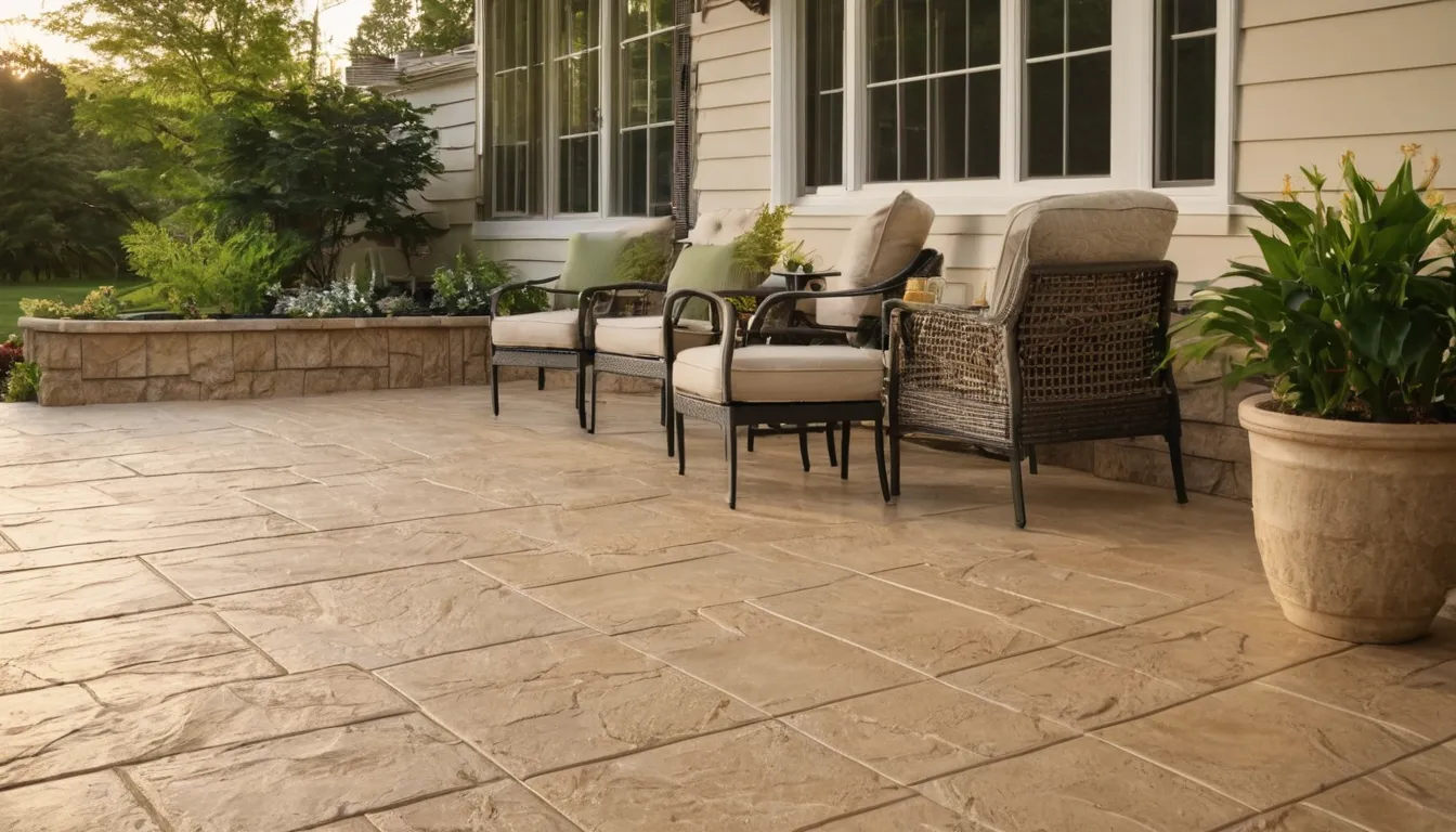 A stamped concrete patio behind a home in the Grapevine area